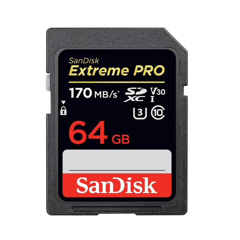 Cartão SD SanDisk Extreme PRO 32GB 64GB 128GB 256GB | 170mb/s | 4K.
